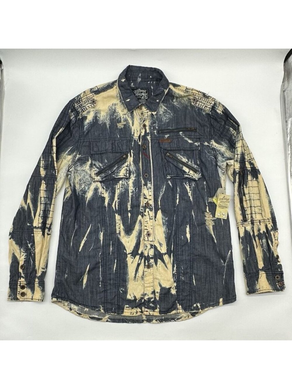 The Heritage by America Denim Distillery 1776 Size 2XL Acid Wash Denim Shirt NWT